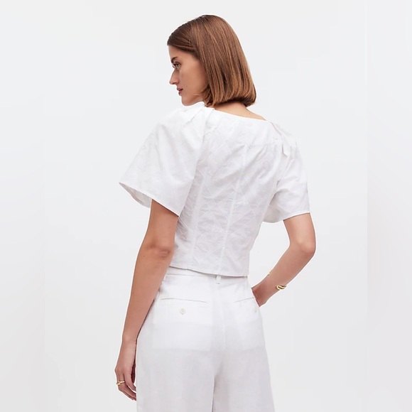 Madewell Darted V-Neck Top in Floral size 00 eyelet white - Picture 3 of 11